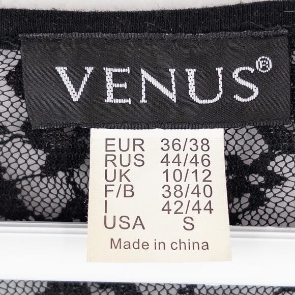 VENUS Y2K Dress S Leopard Lace Animal Print Long Sleeve Chain Tie Sheer Stretch - Picture 4 of 10